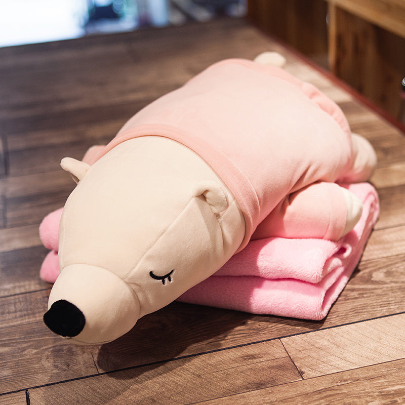 Husky Plush Nap Pillow and Air-Conditioning Fleece Blanket