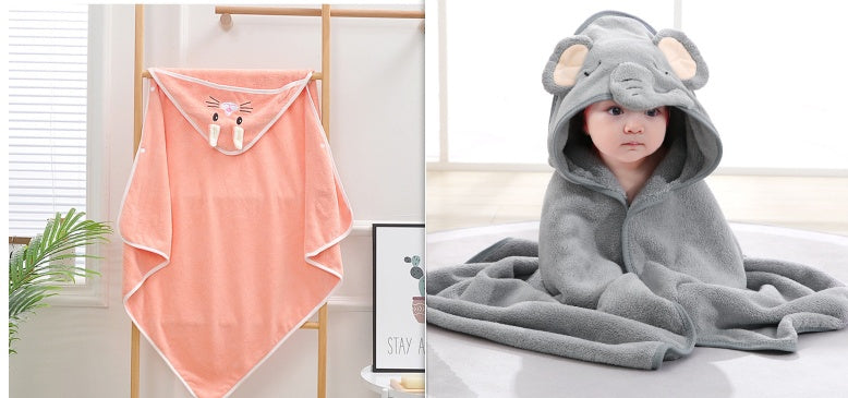 Cartoon Bath Towel Cloak Embroidered Quilt Coral Velvet