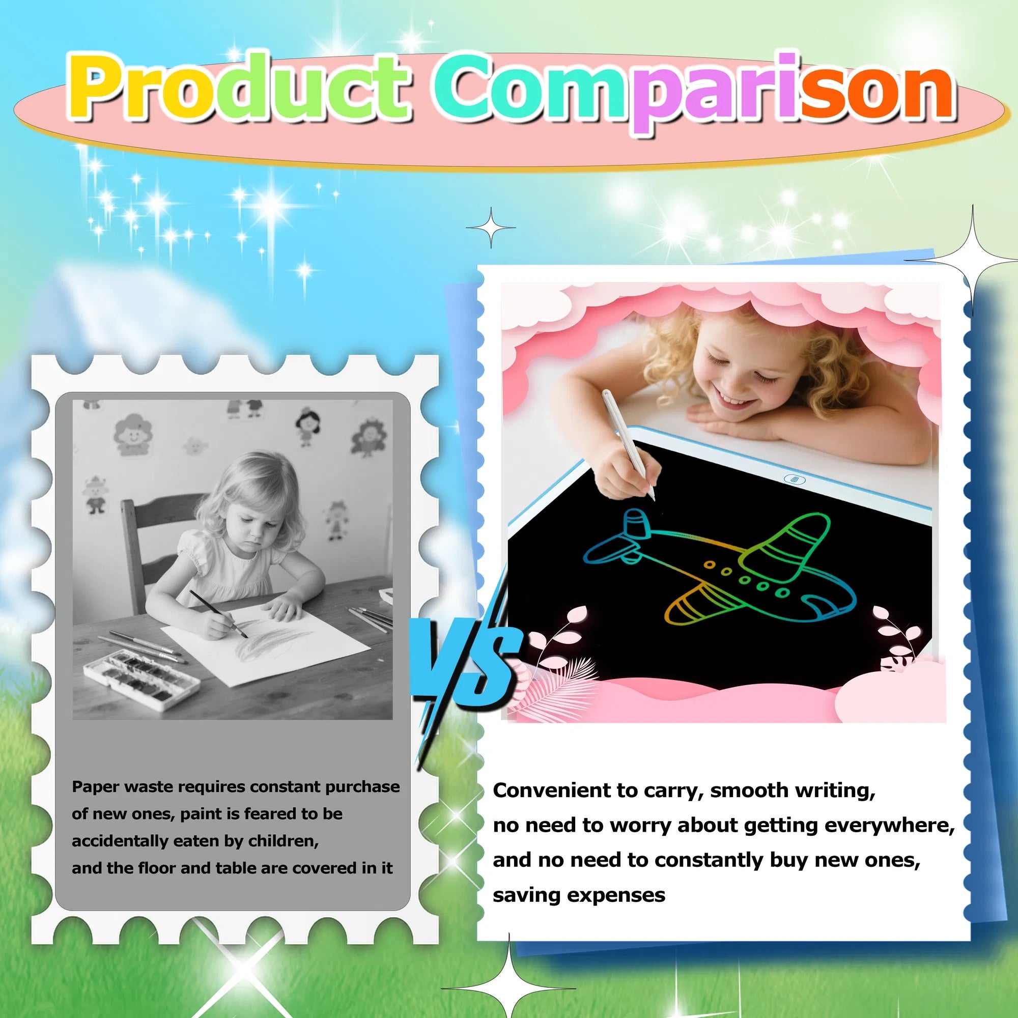 20-Inch LCD Colorful Doodle Board, Erasable Reusable Electronic Drawing Pad.