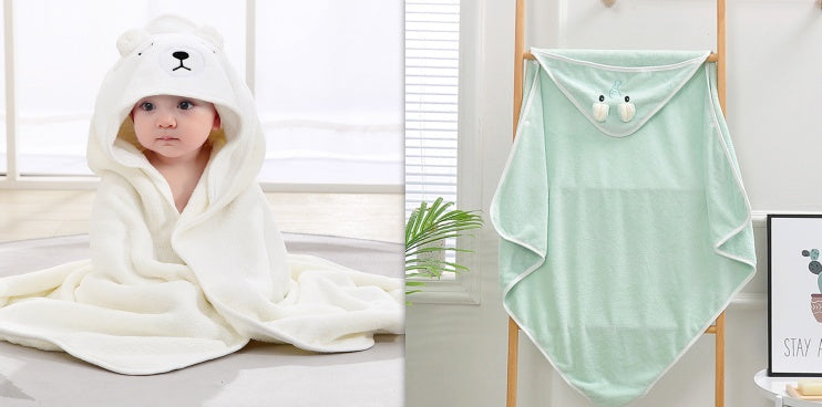 Cartoon Bath Towel Cloak Embroidered Quilt Coral Velvet