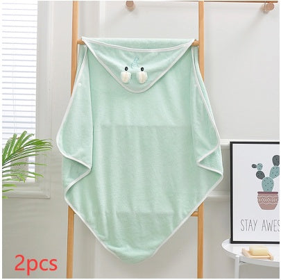 Cartoon Bath Towel Cloak Embroidered Quilt Coral Velvet