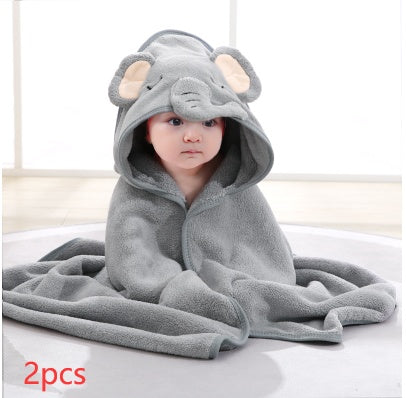 Cartoon Bath Towel Cloak Embroidered Quilt Coral Velvet