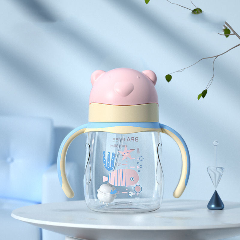 Baby Silicone Straw Pacifier Drop-proof Plastic Drinking Cup Set