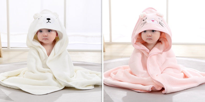 Cartoon Bath Towel Cloak Embroidered Quilt Coral Velvet