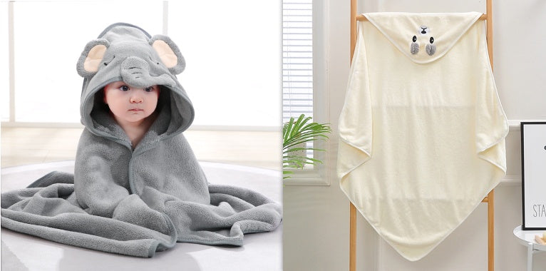 Cartoon Bath Towel Cloak Embroidered Quilt Coral Velvet