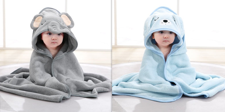 Cartoon Bath Towel Cloak Embroidered Quilt Coral Velvet