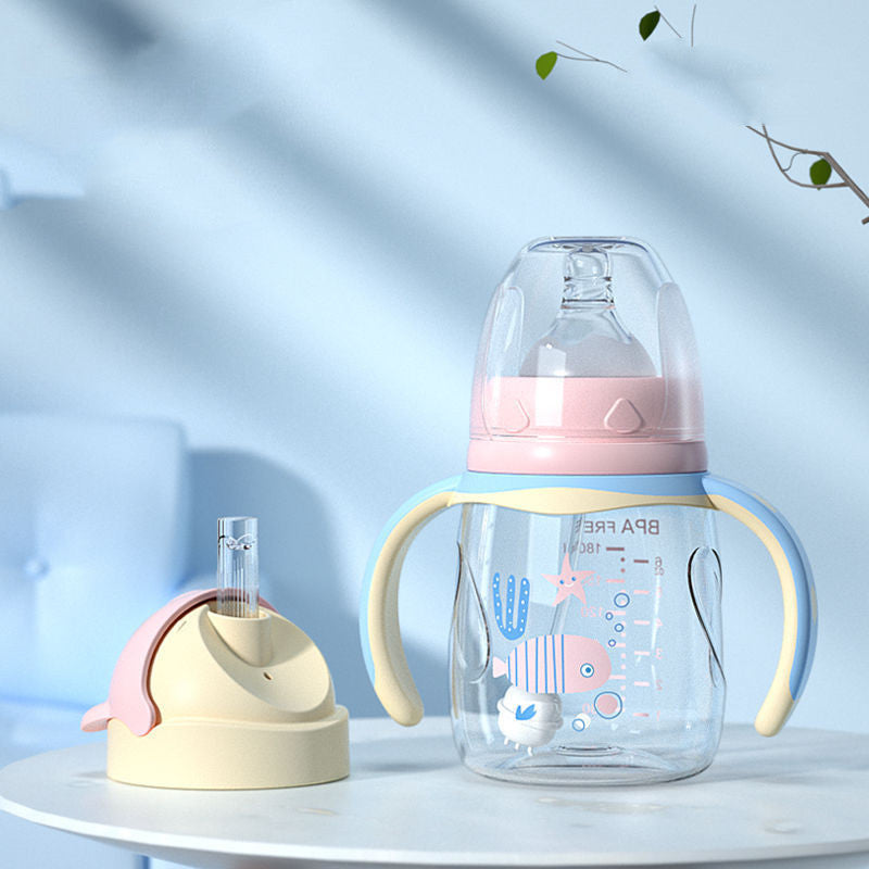 Baby Silicone Straw Pacifier Drop-proof Plastic Drinking Cup Set