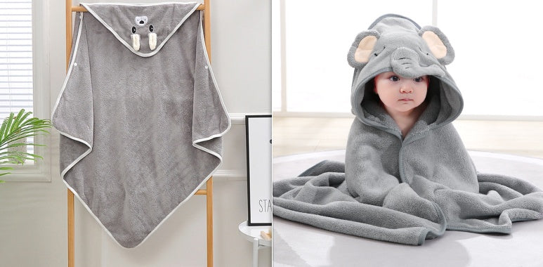 Cartoon Bath Towel Cloak Embroidered Quilt Coral Velvet