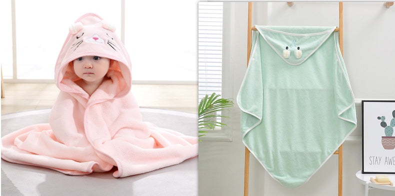 Cartoon Bath Towel Cloak Embroidered Quilt Coral Velvet