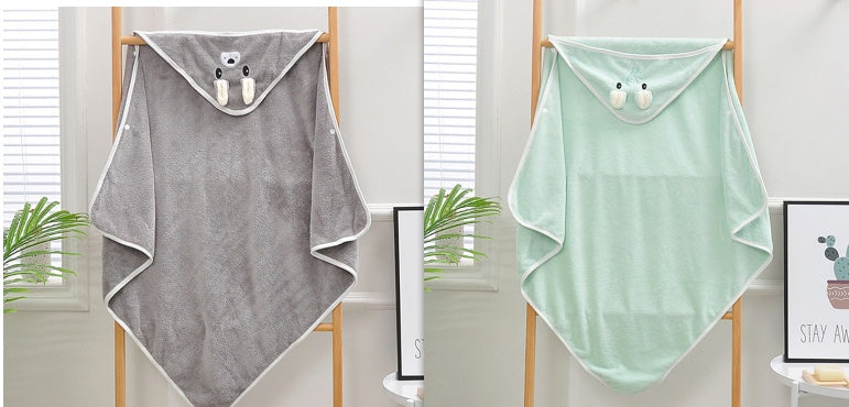 Cartoon Bath Towel Cloak Embroidered Quilt Coral Velvet