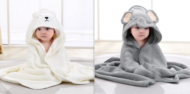 Cartoon Bath Towel Cloak Embroidered Quilt Coral Velvet