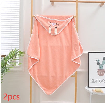 Cartoon Bath Towel Cloak Embroidered Quilt Coral Velvet