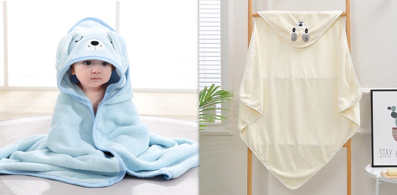 Cartoon Bath Towel Cloak Embroidered Quilt Coral Velvet