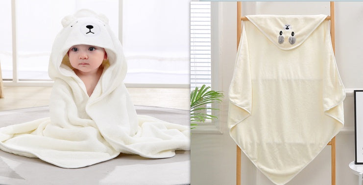 Cartoon Bath Towel Cloak Embroidered Quilt Coral Velvet