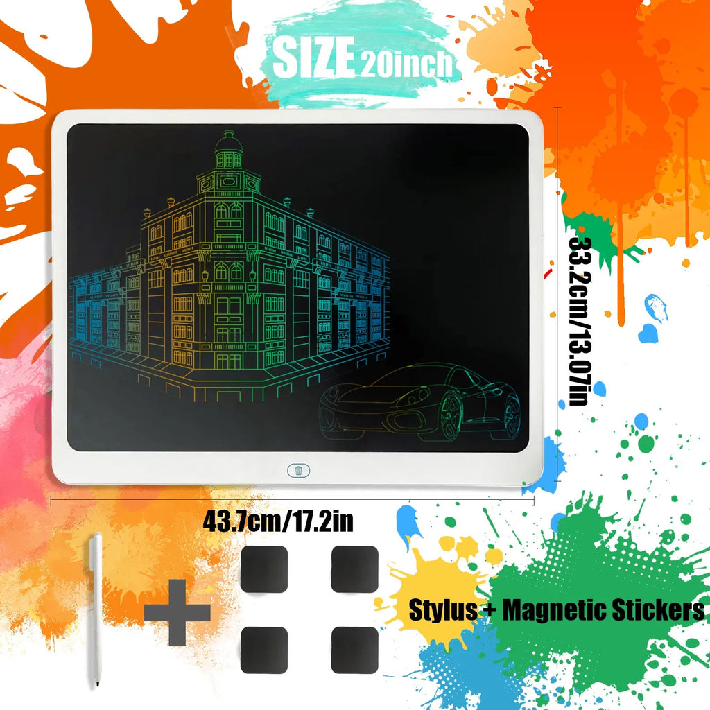 20-Inch LCD Colorful Doodle Board, Erasable Reusable Electronic Drawing Pad.