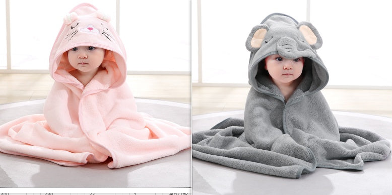 Cartoon Bath Towel Cloak Embroidered Quilt Coral Velvet