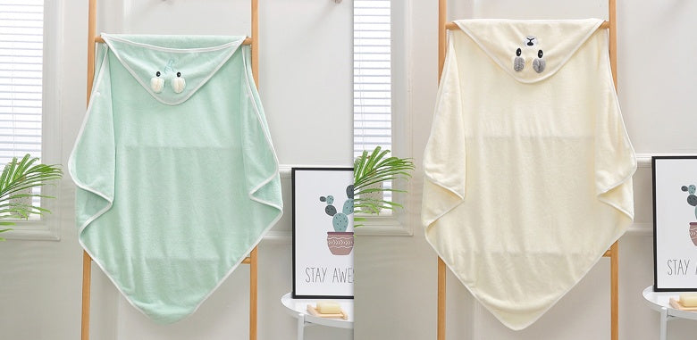 Cartoon Bath Towel Cloak Embroidered Quilt Coral Velvet