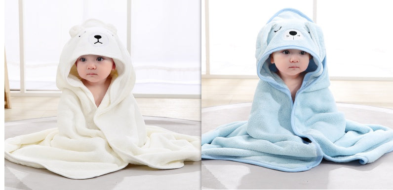 Cartoon Bath Towel Cloak Embroidered Quilt Coral Velvet