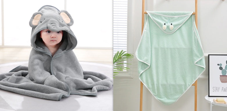 Cartoon Bath Towel Cloak Embroidered Quilt Coral Velvet